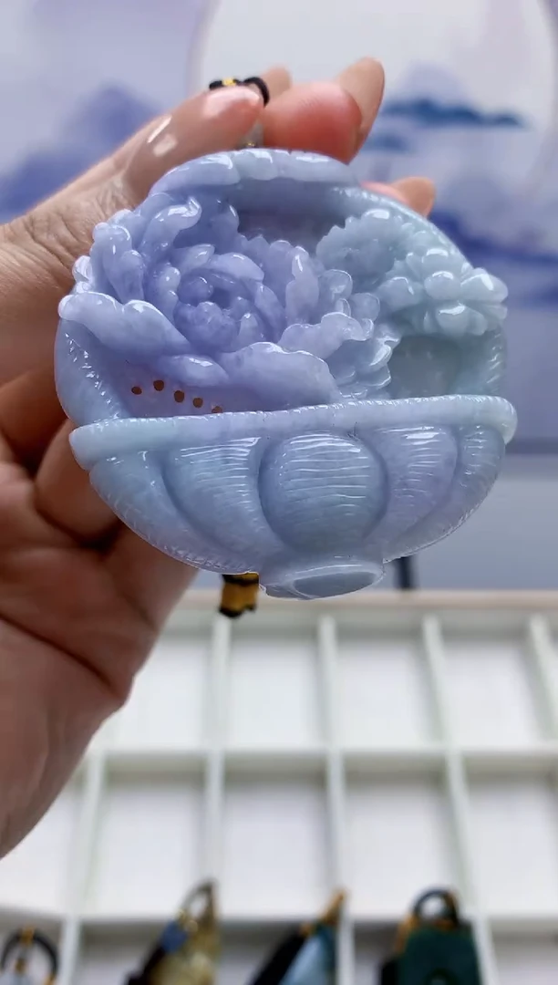 定制翡翠未镶嵌5060MM-毛货挂件86