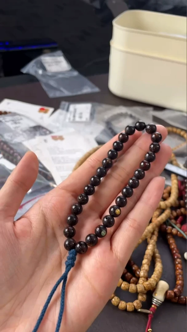 星月菩提手串精工级黑金正圆8手持（B）