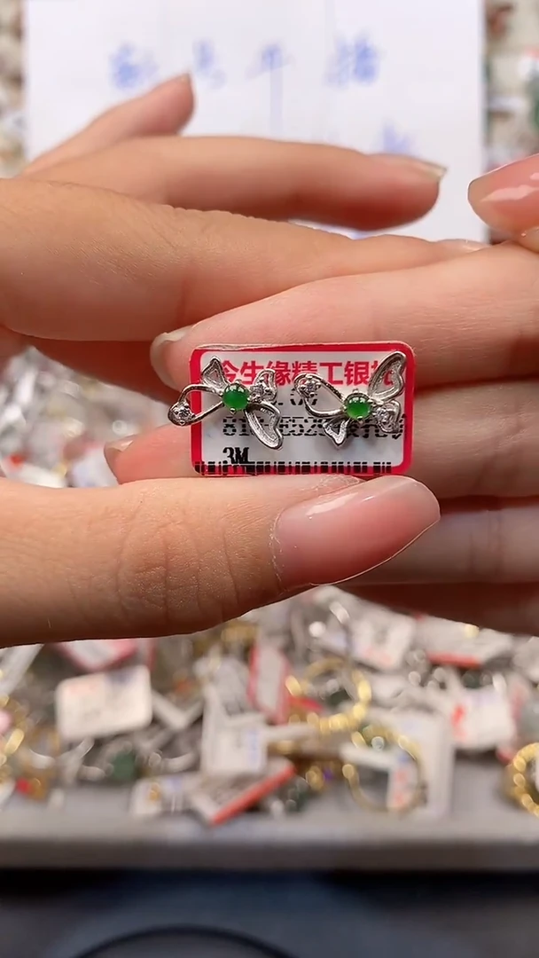 翡翠戒指银S925镶嵌戒指69