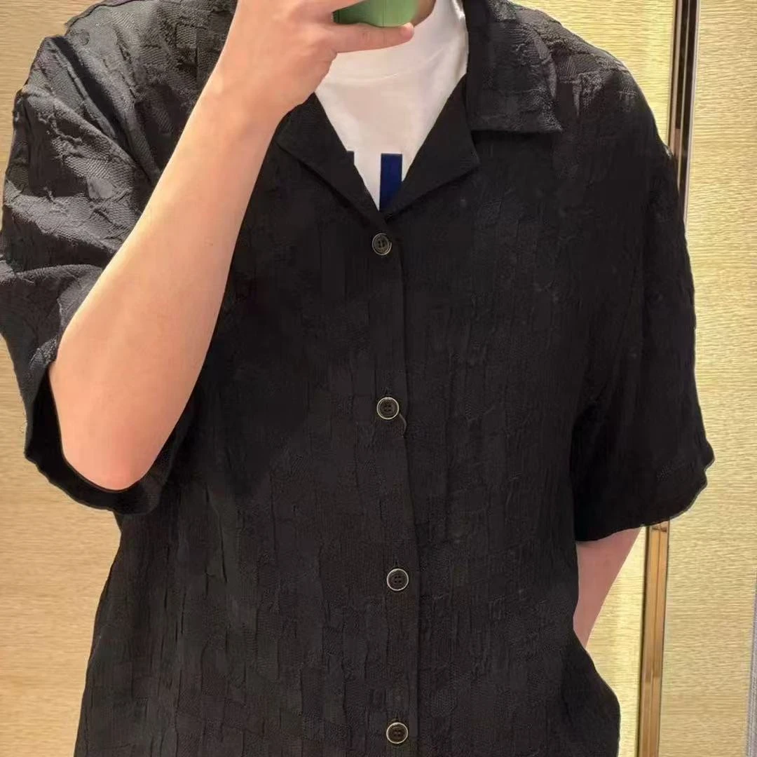 【XD】驴家提花衬衫短袖男时尚潮流质感翻领衫