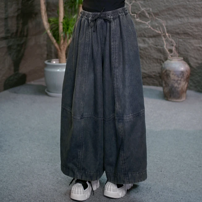 【立裁宽松阔版牛仔裤】冬季大码常规裤子复古牛仔裤阔腿裤