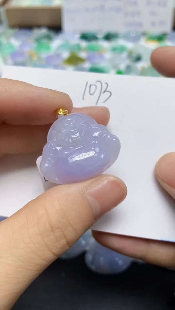 翡翠18K金镶嵌颈饰天然缅甸翡翠A货