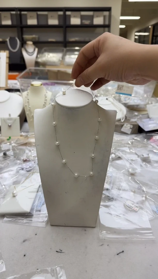 淡水珍珠银S925镶嵌项链7-8mm 满天星11颗