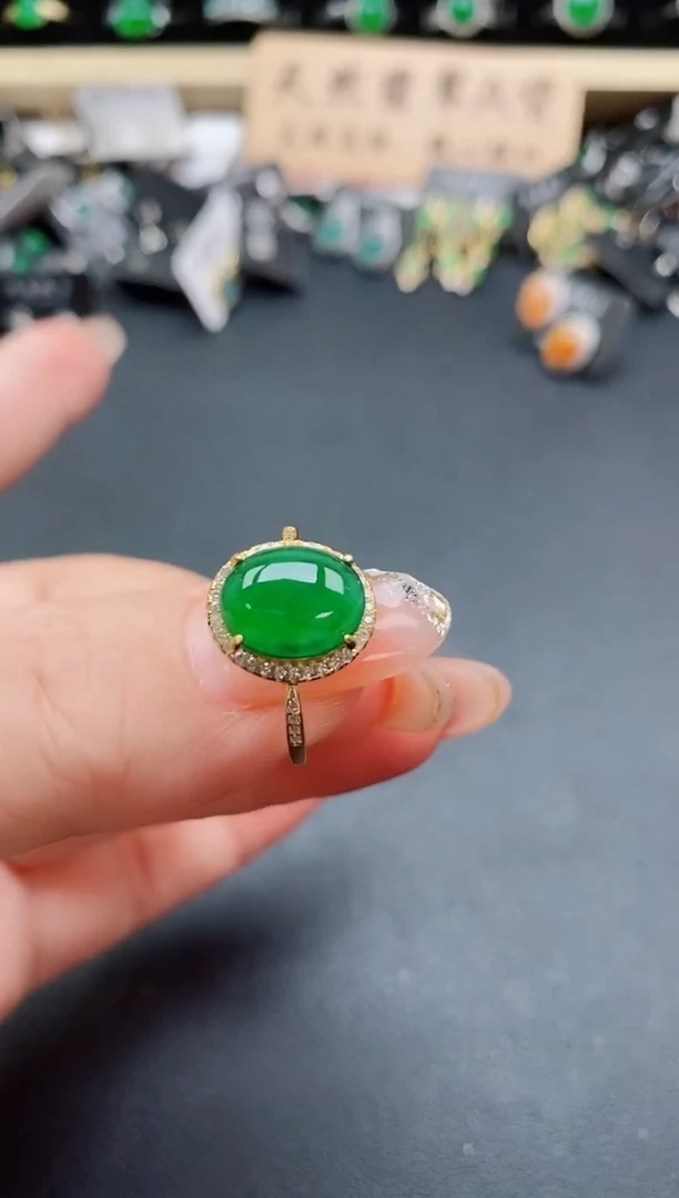 银S925镶嵌戒指翡翠1