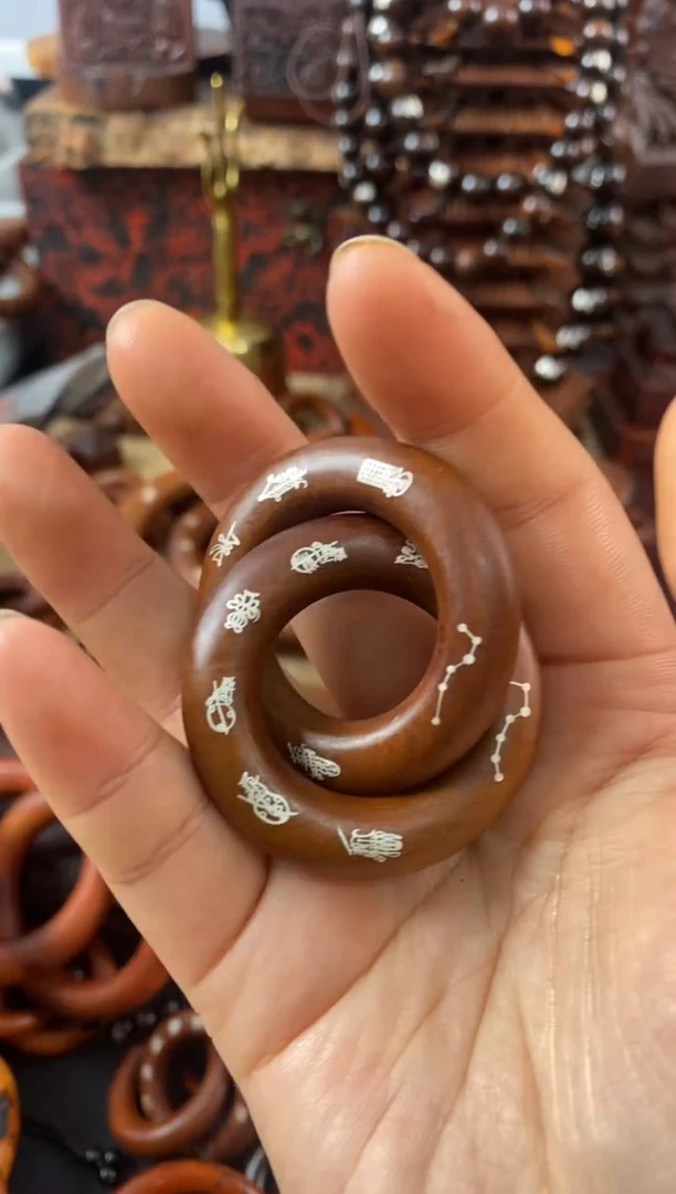 【闪购商品】木枣木小乾坤圈镶银五雷五路一物一拍