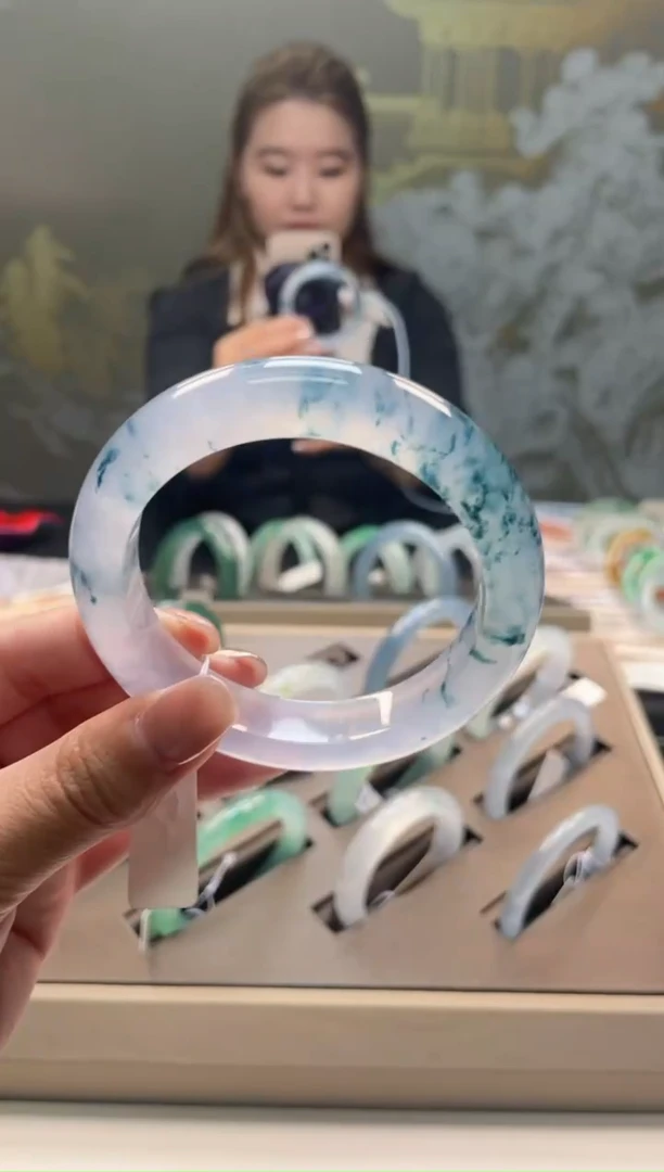 未镶嵌手镯翡翠【顶呱呱珠宝】天然缅甸A货翡翠手镯56.6正圈