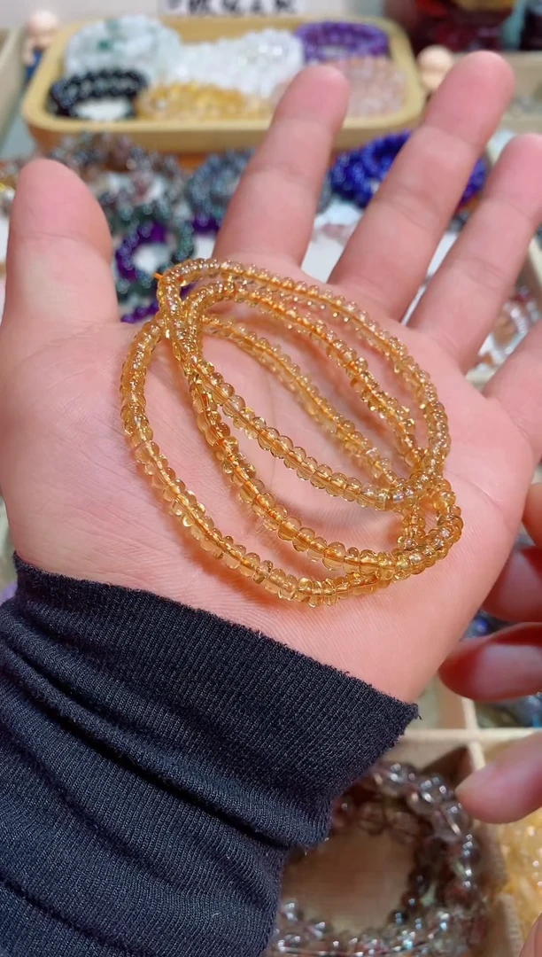 【闪购商品】黄晶手链未镶嵌算盘黄水晶4m+ （多样性发其一）