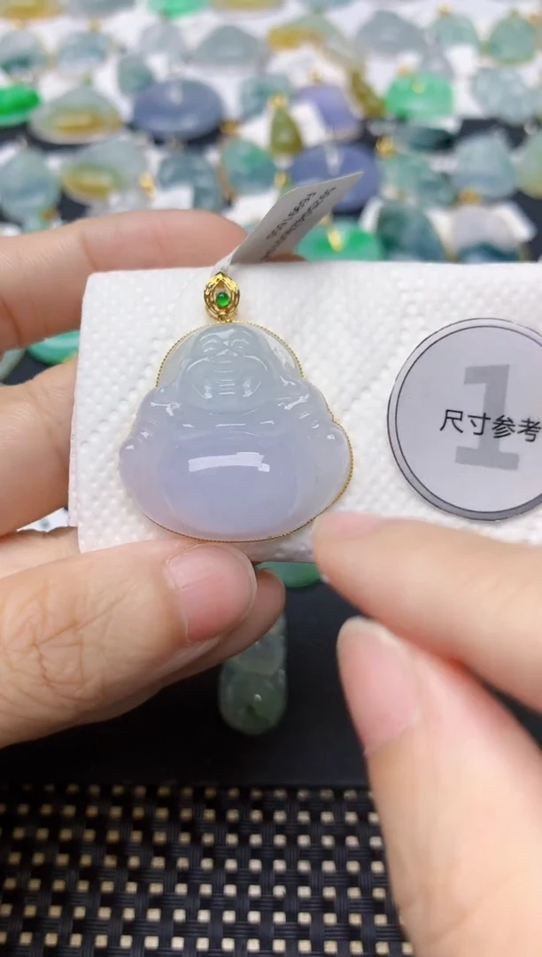 翡翠18K金镶嵌颈饰天然缅甸A货翡翠