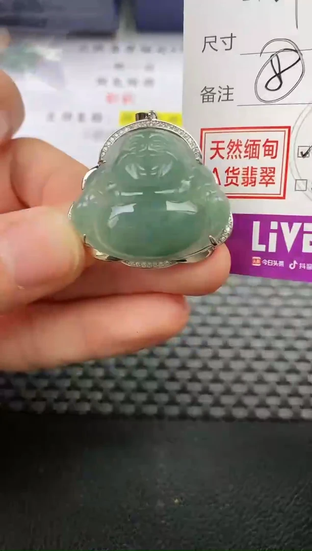 颈饰银S925镶嵌翡翠B****y挂件