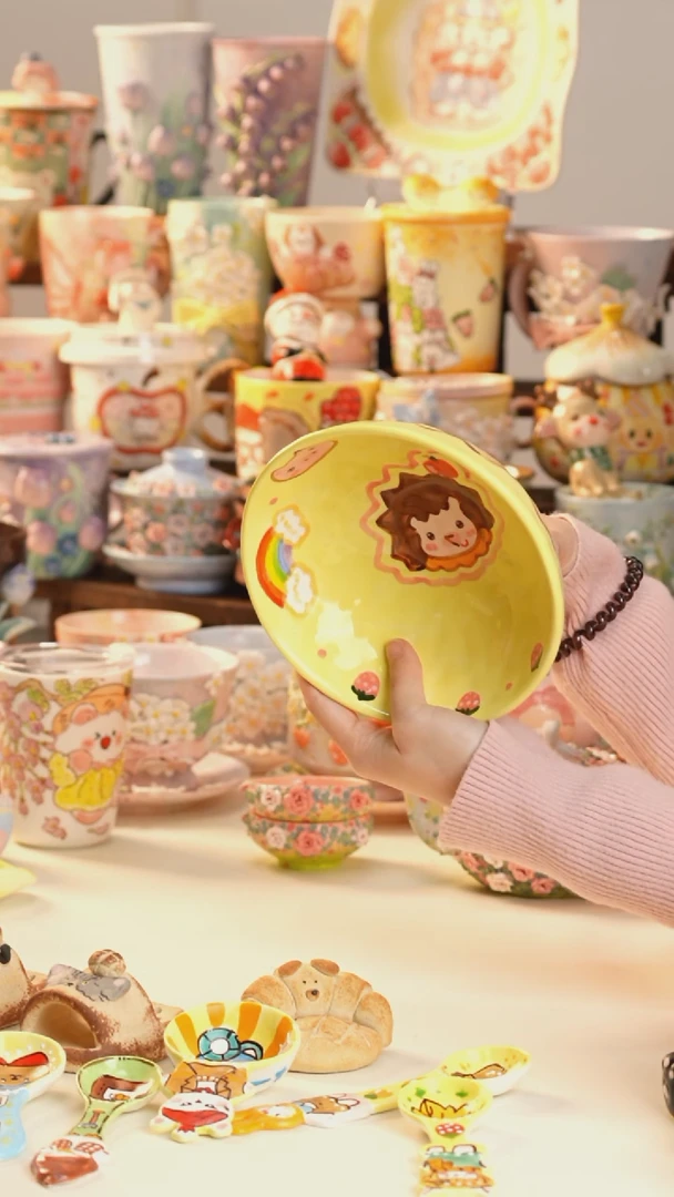 摆件陶景德镇釉下彩手绘设计师款陶瓷