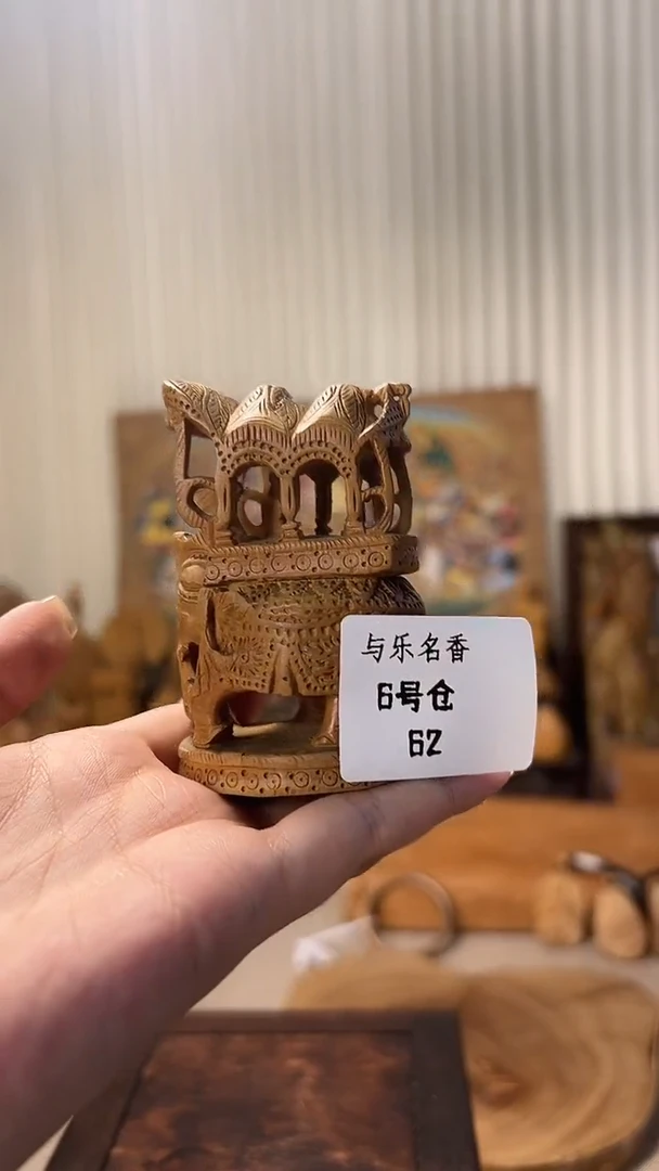 檀香木其他工艺品小象车 66g 6号62