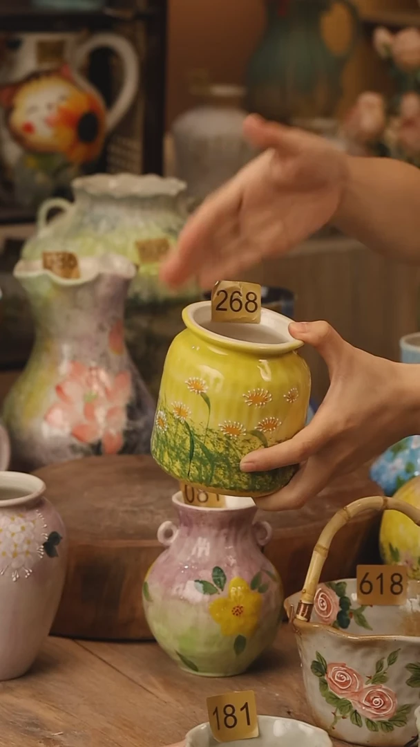 陶瓷268景德镇设计师手作花器摆件侘寂风
