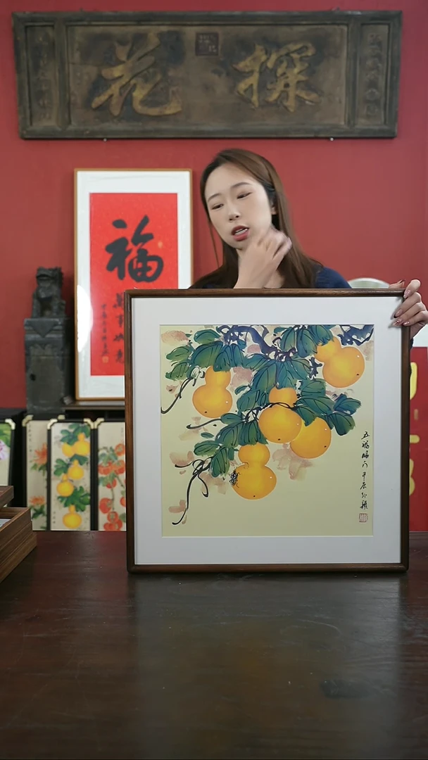 【闪购商品】书法手绘50*50-A339五福临门-孙颖