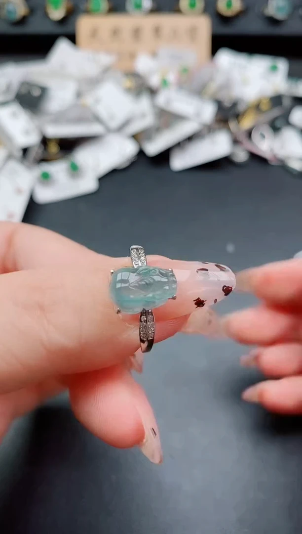 银S925镶嵌戒指翡翠11