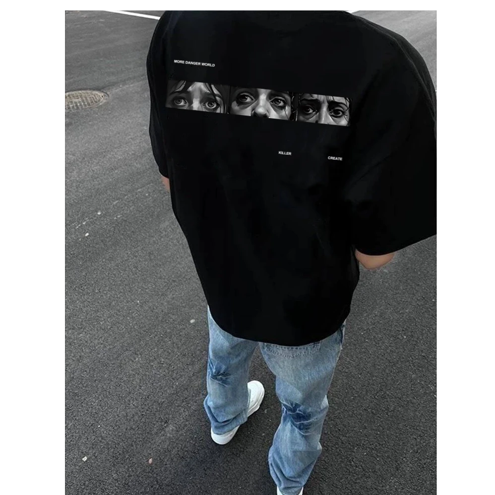 UYH重磅260g克潮牌t恤美式休闲短袖t恤人物动漫印花宽松体恤衫男