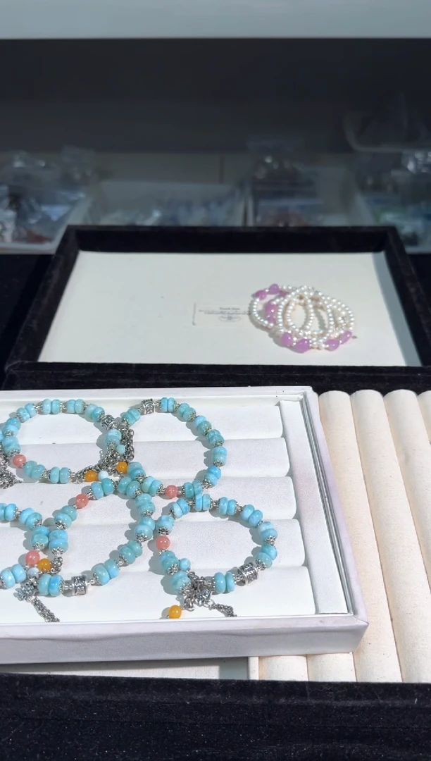 针钠钙石（海纹石）未镶嵌手链S036海纹盘珠