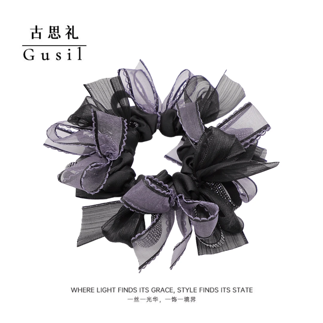 古思礼精致轻奢盘发慵懒蝴蝶结法大肠发圈GS9396