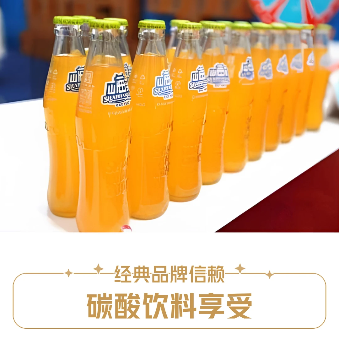 新品福利山海关桔汁汽水玻璃瓶果汁碳酸饮料老天津国货 248ml