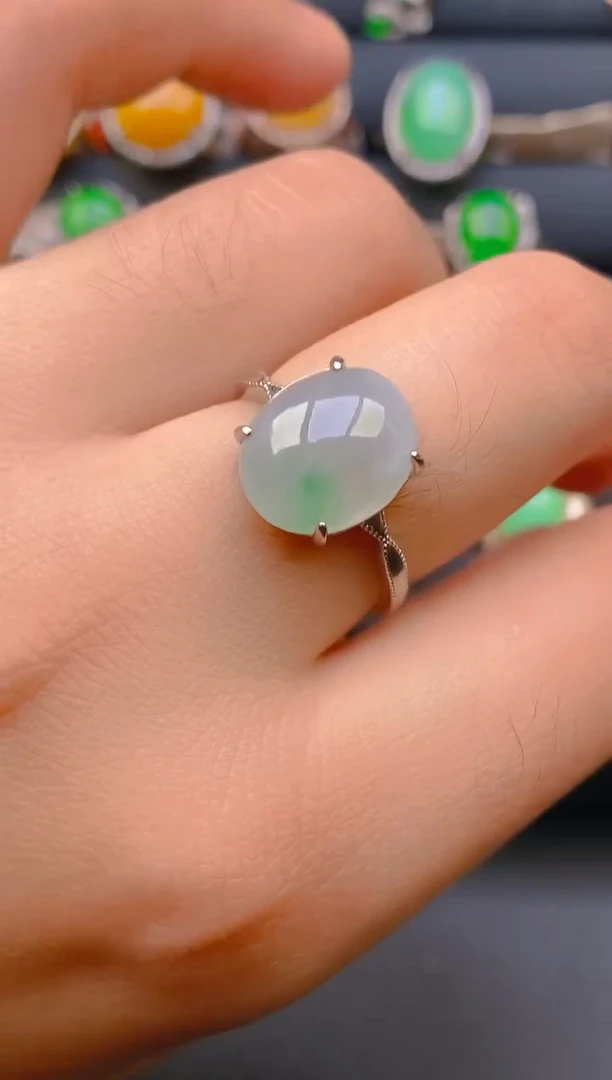 【闪购商品】翡翠戒指银S925镶嵌天然A货翡翠1