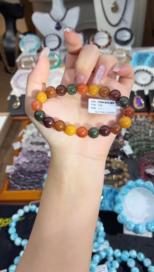 未镶嵌手串水晶彩兔毛手串10+