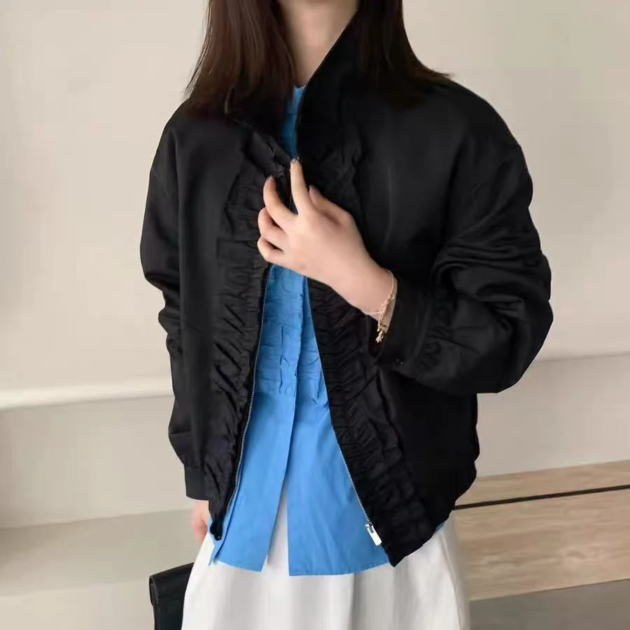 55136•WT# 花边外套 东大门翻领花边PU外套•