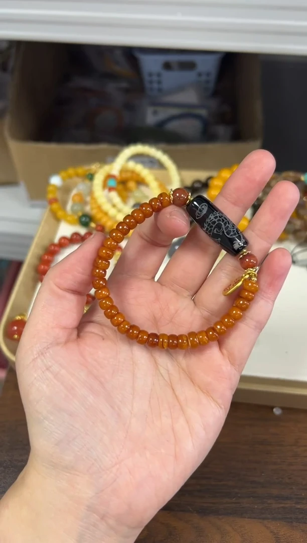 手链蜜蜡未镶嵌孤品老蜜蜡龙腾珠手串[555]