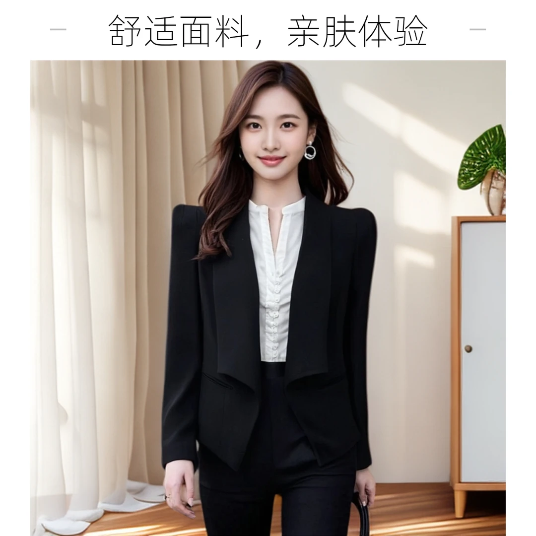 撤柜醋纤面料春秋修身显瘦气质轻职风西装短款L040/L021