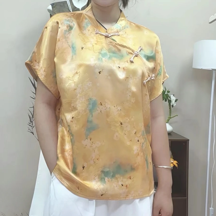 套装常规宽松型提花T恤女印花短袖重磅气质中国风