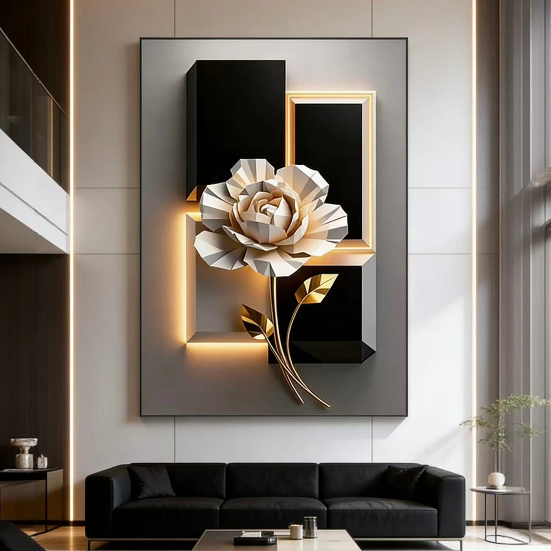 Z致韬客厅装饰画花卉沙发背景墙壁画轻奢抽沙发沙发背景装餐厅