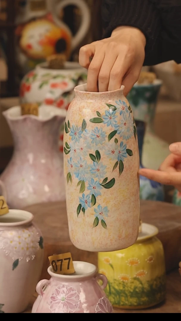 陶瓷景德镇设计师手作花器摆件侘寂风@M658@