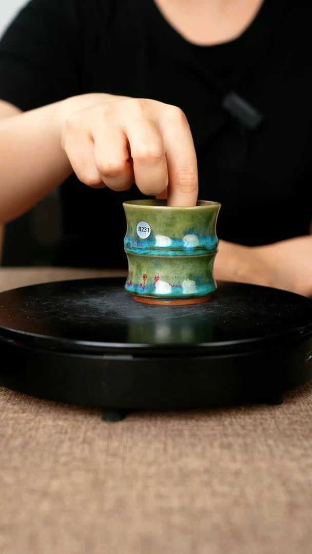 杯子B231#李盼龙一级品原矿钧瓷竹节杯