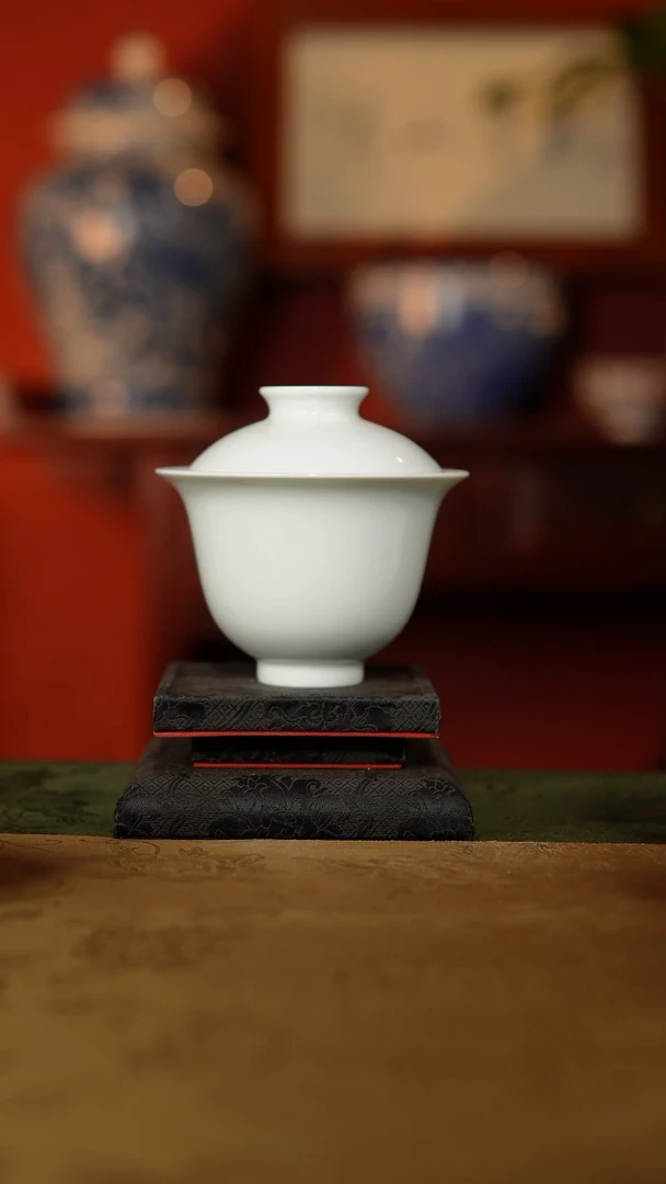 全手工胎 仿古泥甜白2才盖碗150CC