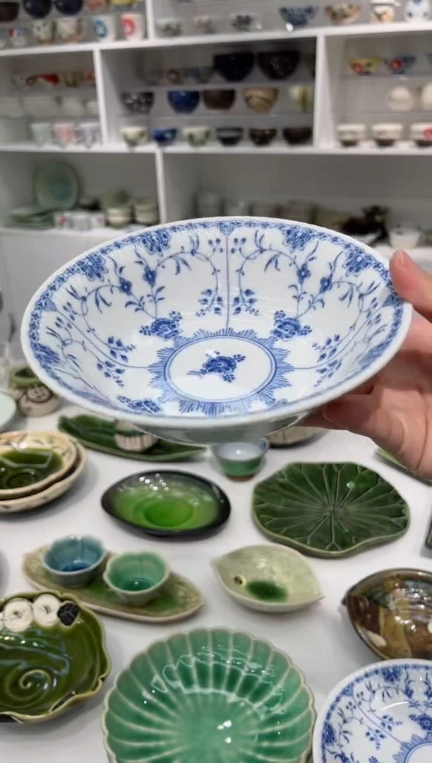 【闪购商品】瓷片青花唐草瓷中钵