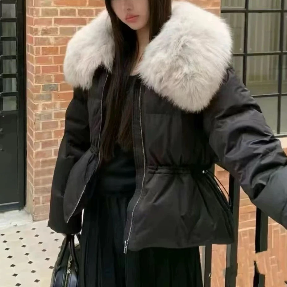 NICE圈圈、大毛领收腰超洋气短款羽绒服A18071