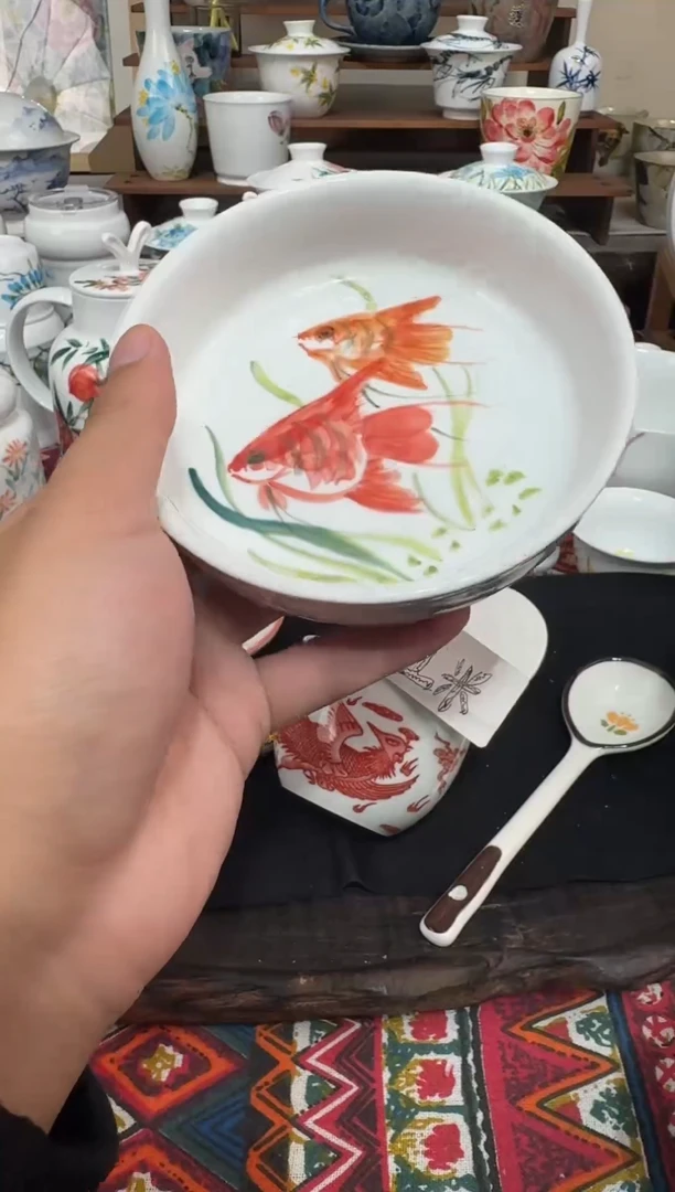 瓷片陶瓷高端国画手工釉下陶瓷浮力价