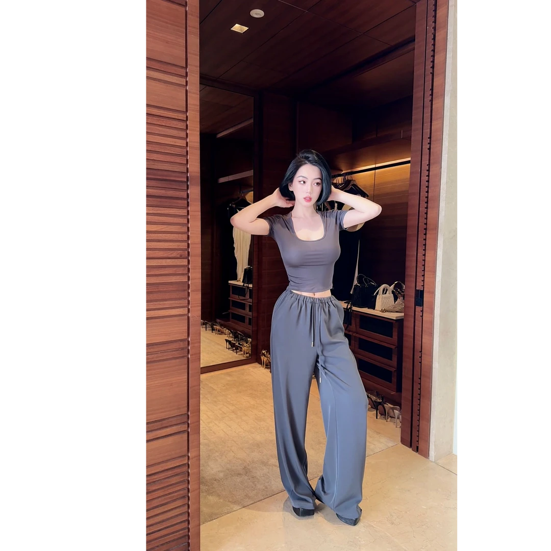 LYXJ【松弛主义】高级极简慵懒灰色系列气质套装上衣+裤子12119