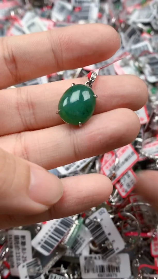 银S925镶嵌戒指翡翠天然A货缅甸翡翠