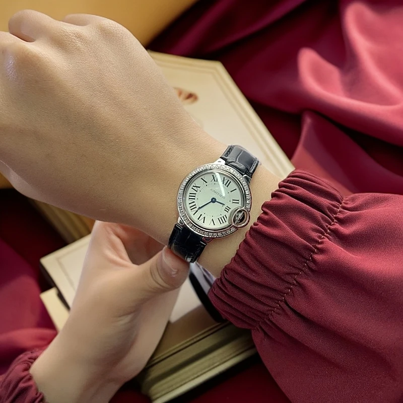 95新 Cartier/卡地亚 28mm蓝气球W69018Z4后镶钻 石英女士腕表