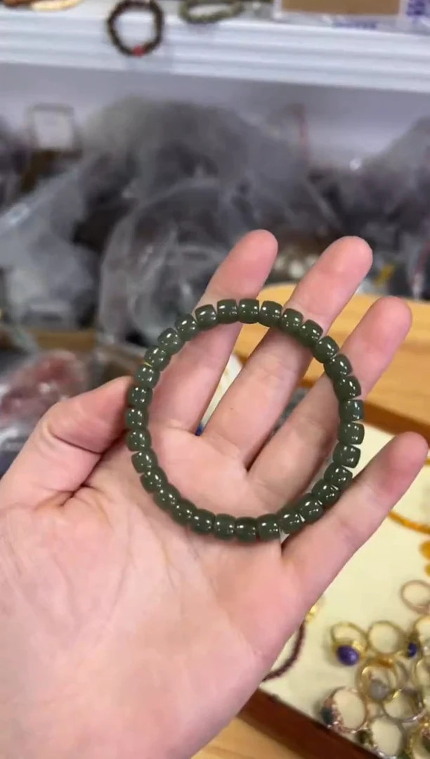 【闪购商品】和田玉手链未镶嵌湖水绿和田直切手链[0540]