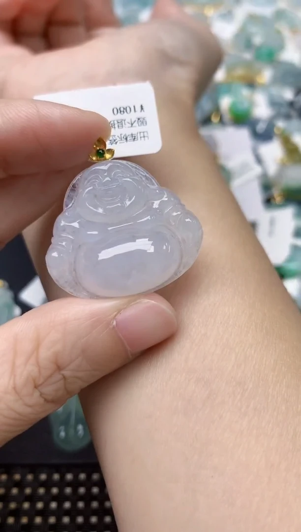 颈饰18K金镶嵌翡翠天然缅甸A货翡翠