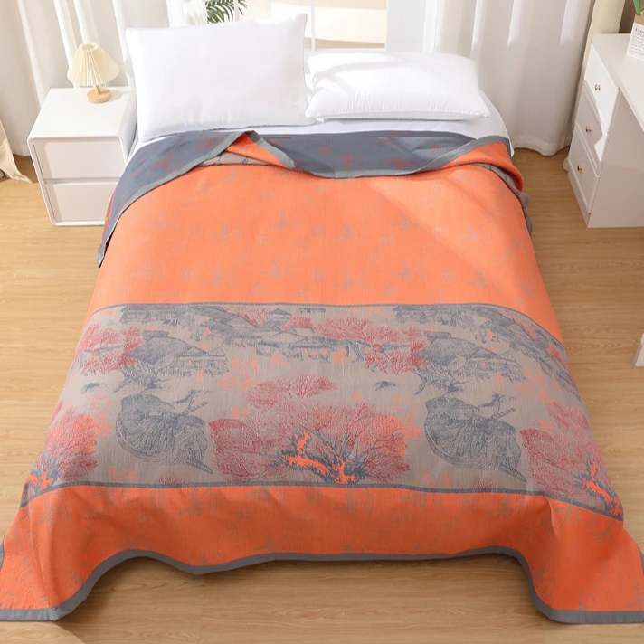 纱布盖毯天丝四季毯床盖--清明上河图230*250