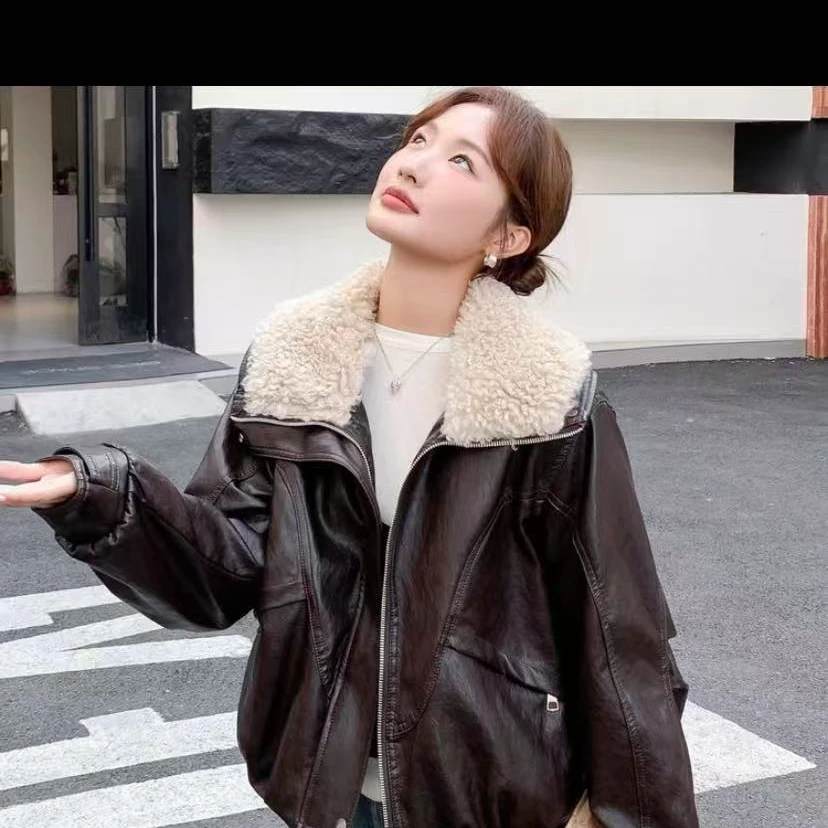 秋冬新款加绒加厚可拆卸毛领潮流韩版冬季宽松826