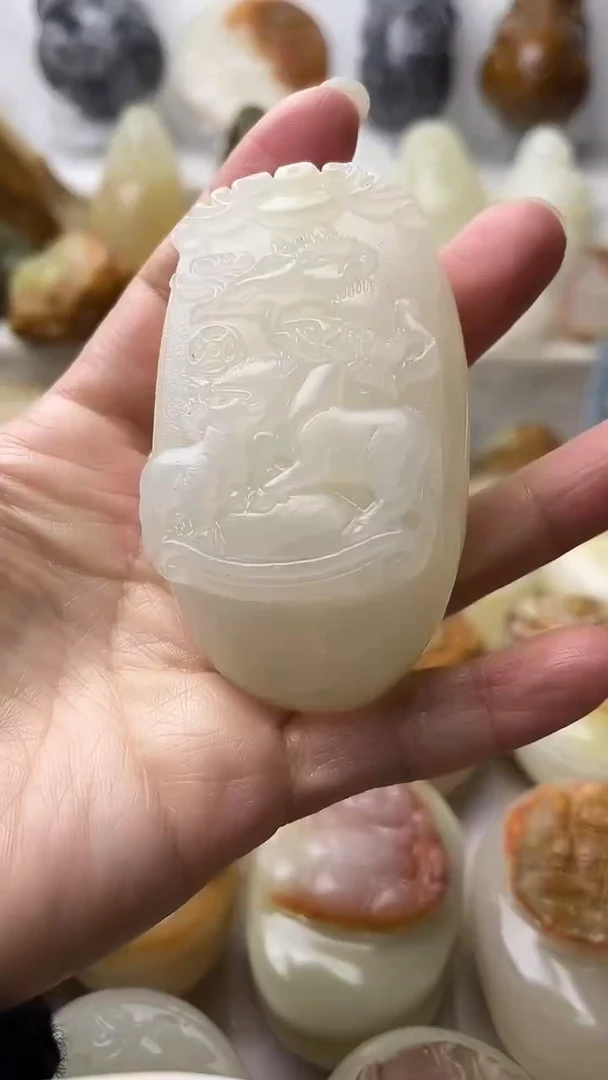 石材古青石棉纹正常不退换三羊开泰