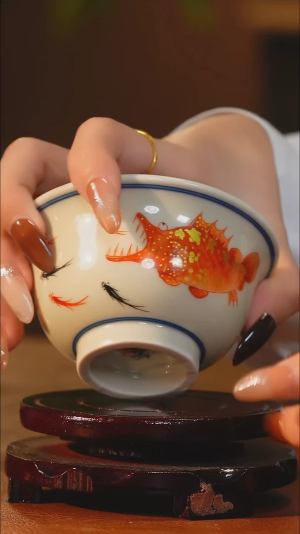 1立勤堂金鱼压手杯
