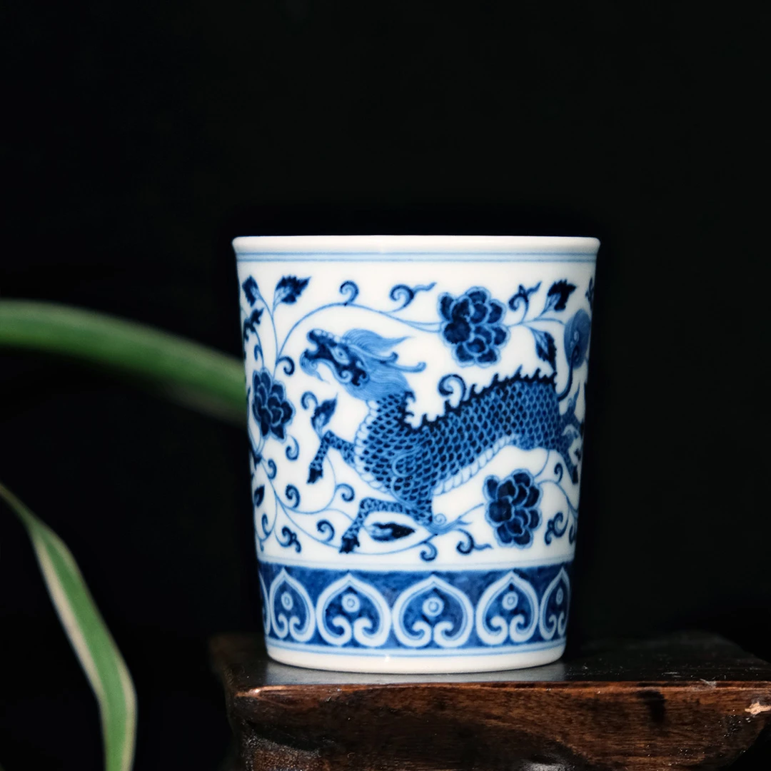 【器度甄选】快雪时晴 柴窑青花 凤纹小可乐杯