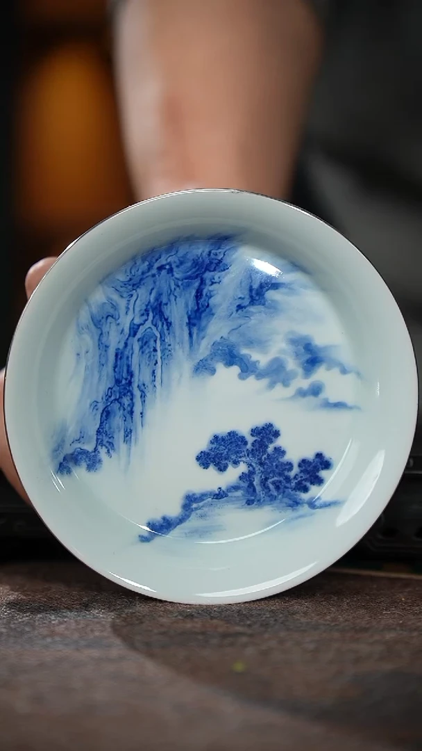 95-2豇豆红包银口山水高足壶承（元煦）