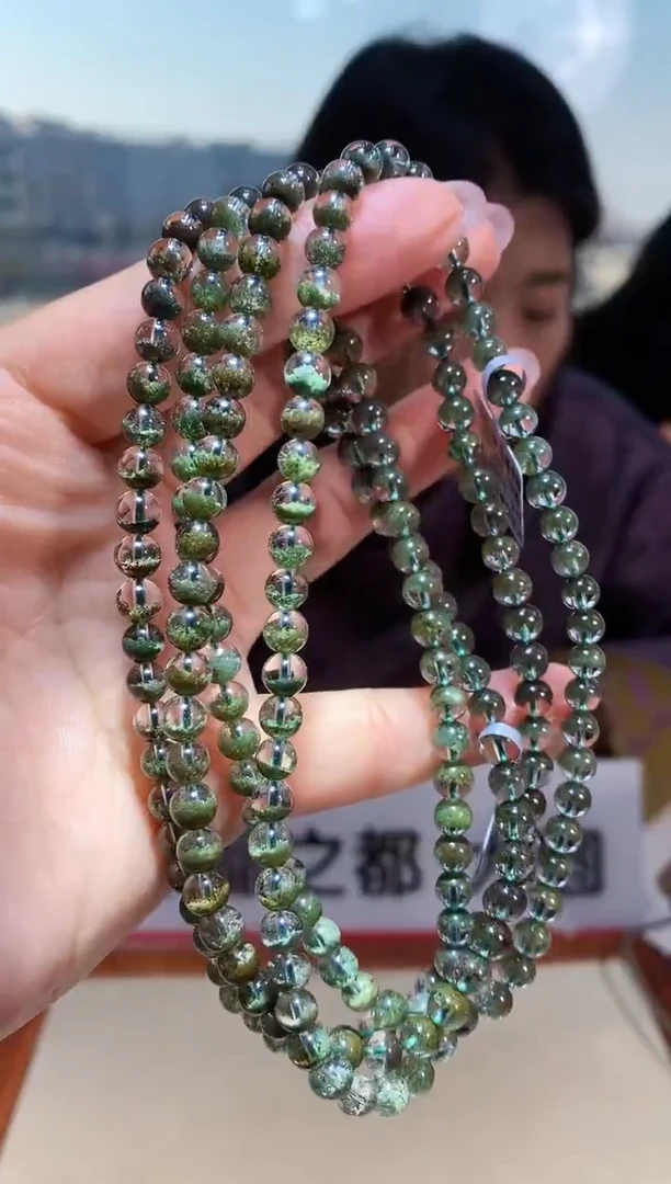 【闪购商品】水晶手链未镶嵌5.8mm左右多圈绿幽灵手链多样性发其一