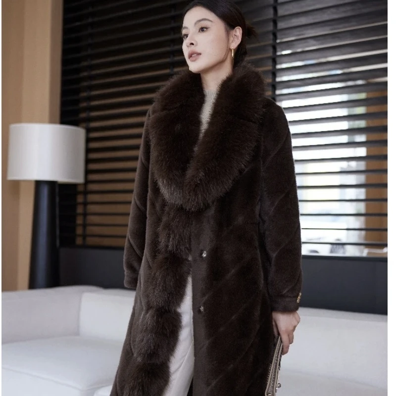 人造皮草 D16新款女士貂绒大衣轻奢时尚设计师大毛利中长款女式