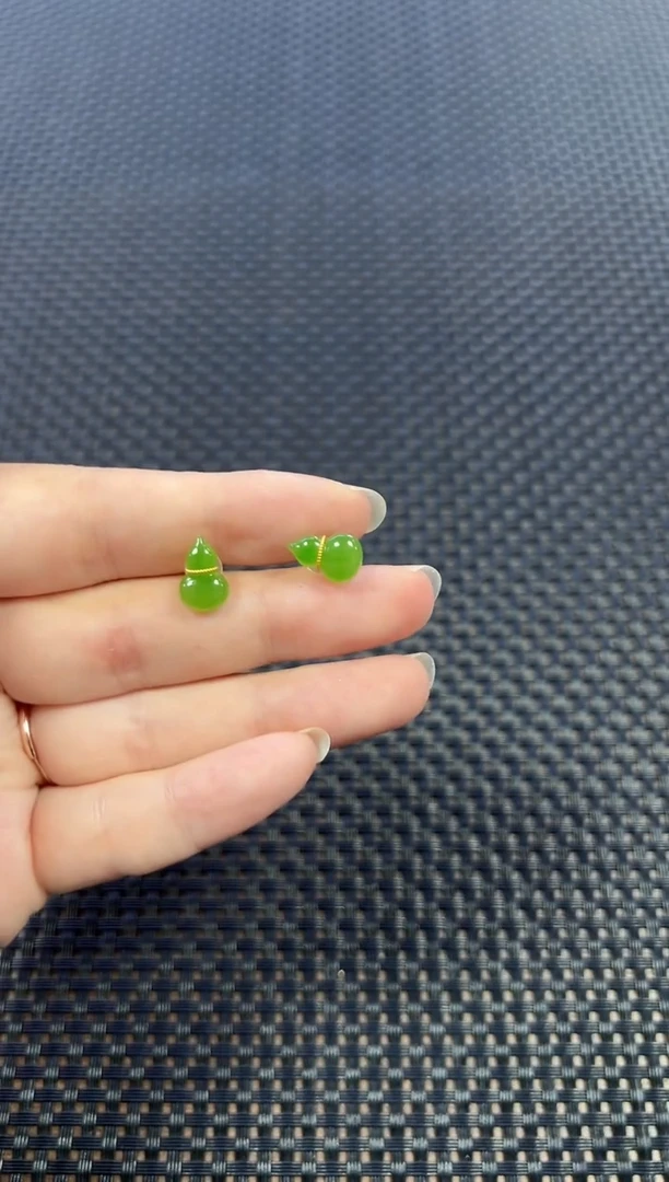 和田玉18K金镶嵌耳饰 （多样性发一件）61