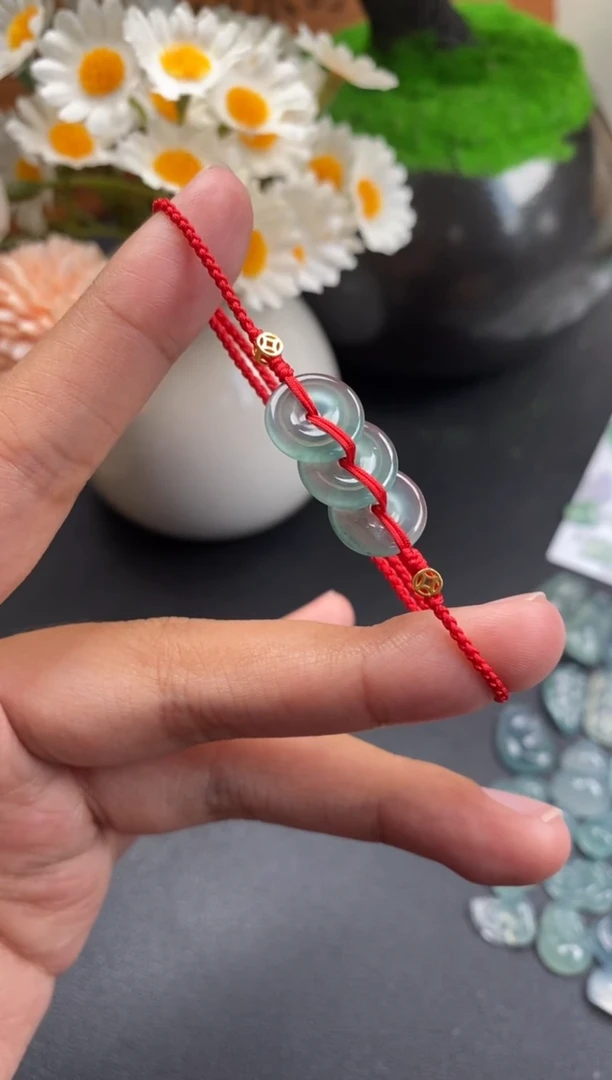 散珠翡翠平安扣手绳